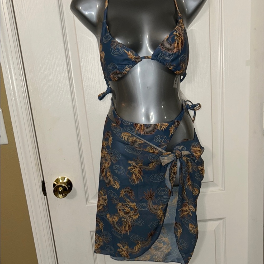 Miami Swim Blue and Gold Bikini Set